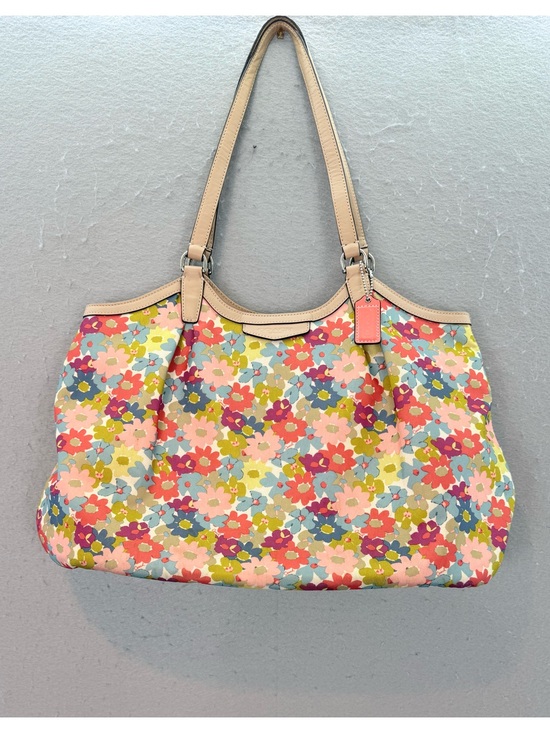 Coach Handbags - Coach women’s Signature floral print logotype Canvas leather shoulder Tote bag